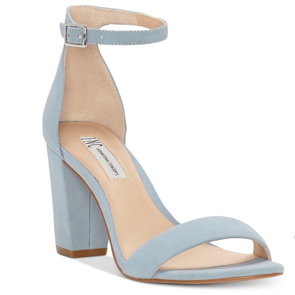 INC Kivah Ankle Strap Block Heels - Light Blue